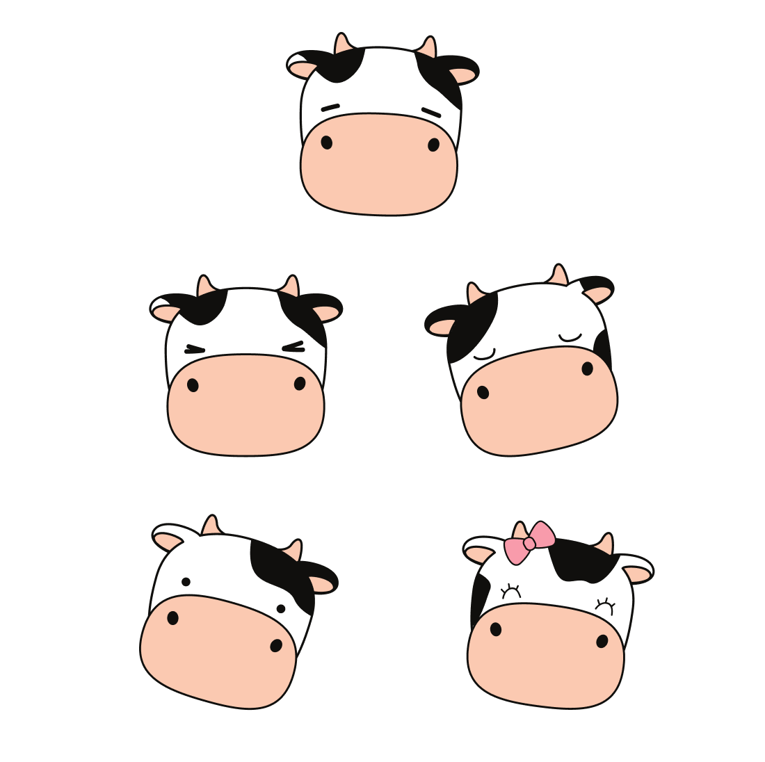 Cow's head with four different faces.