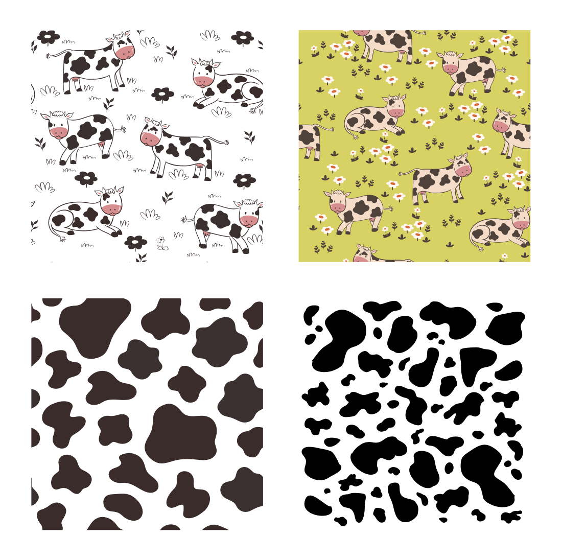 Images of cows with spots, as well as similar prints.
