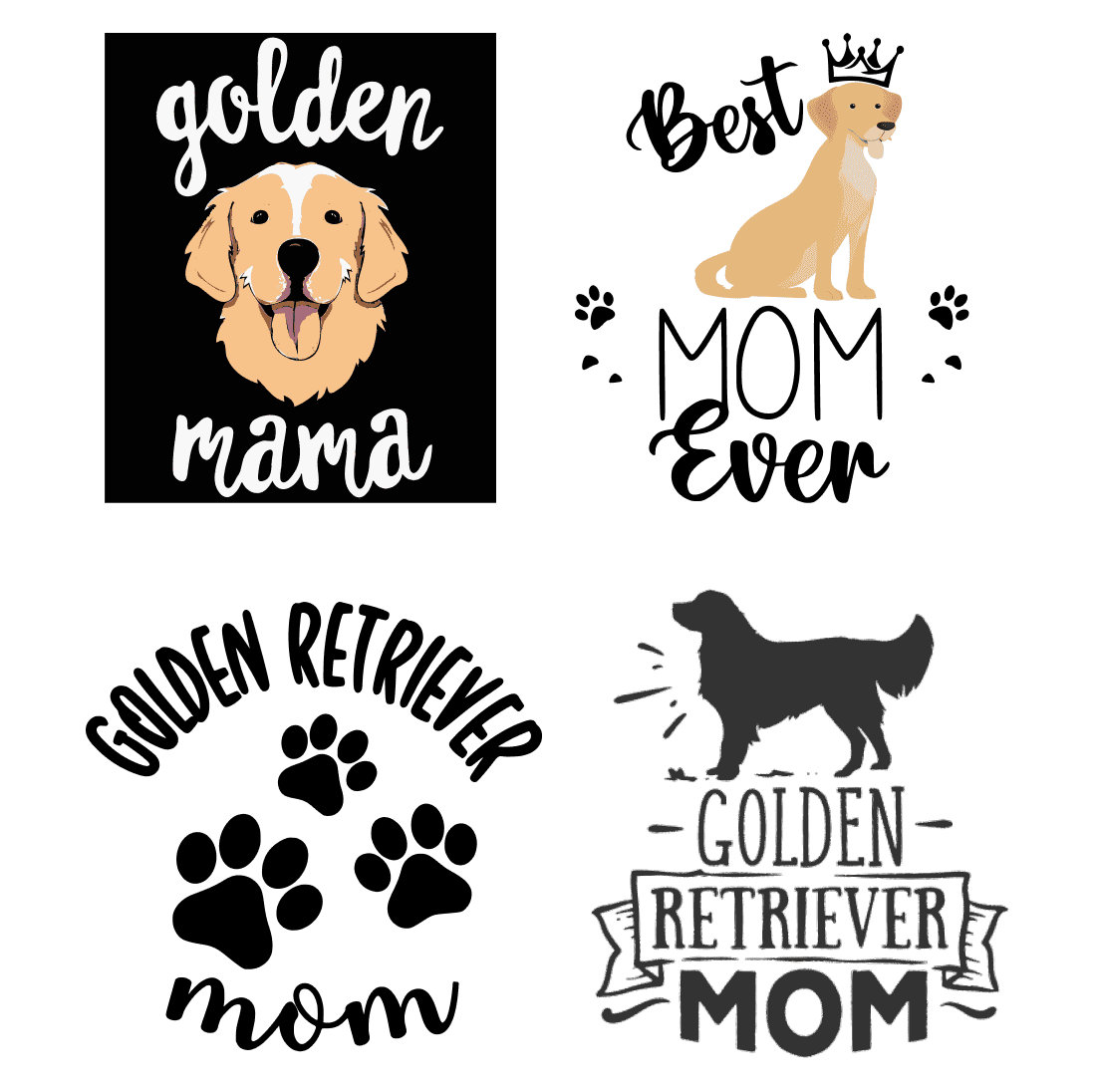Image of mother golden retriever on white and black backgrounds.