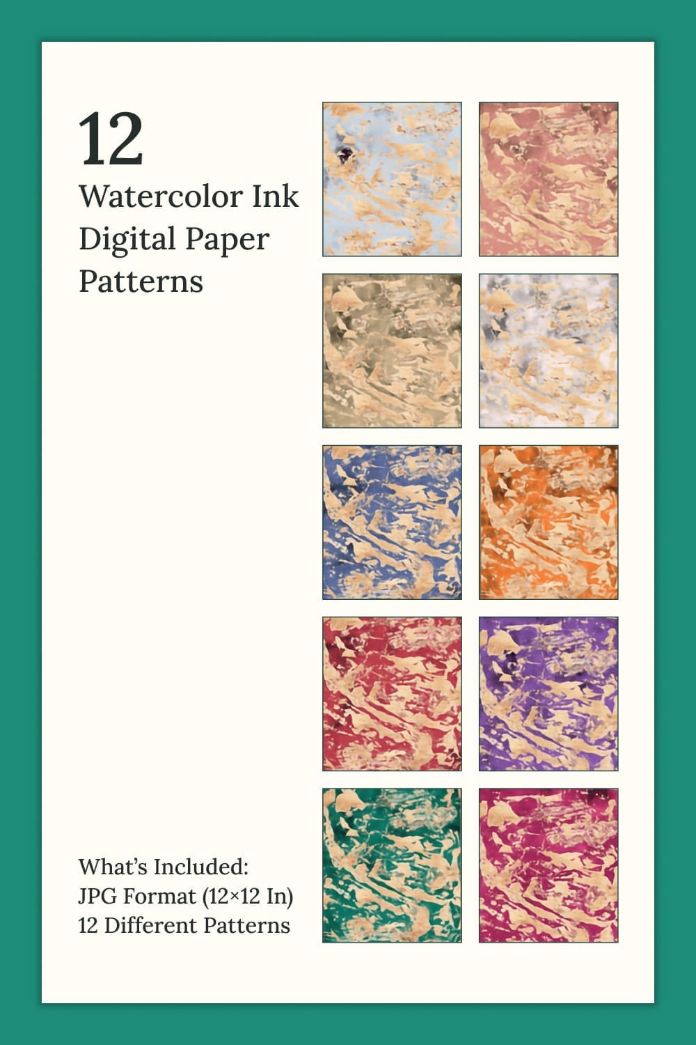 12 paper watercolor patterns with interesting texture.