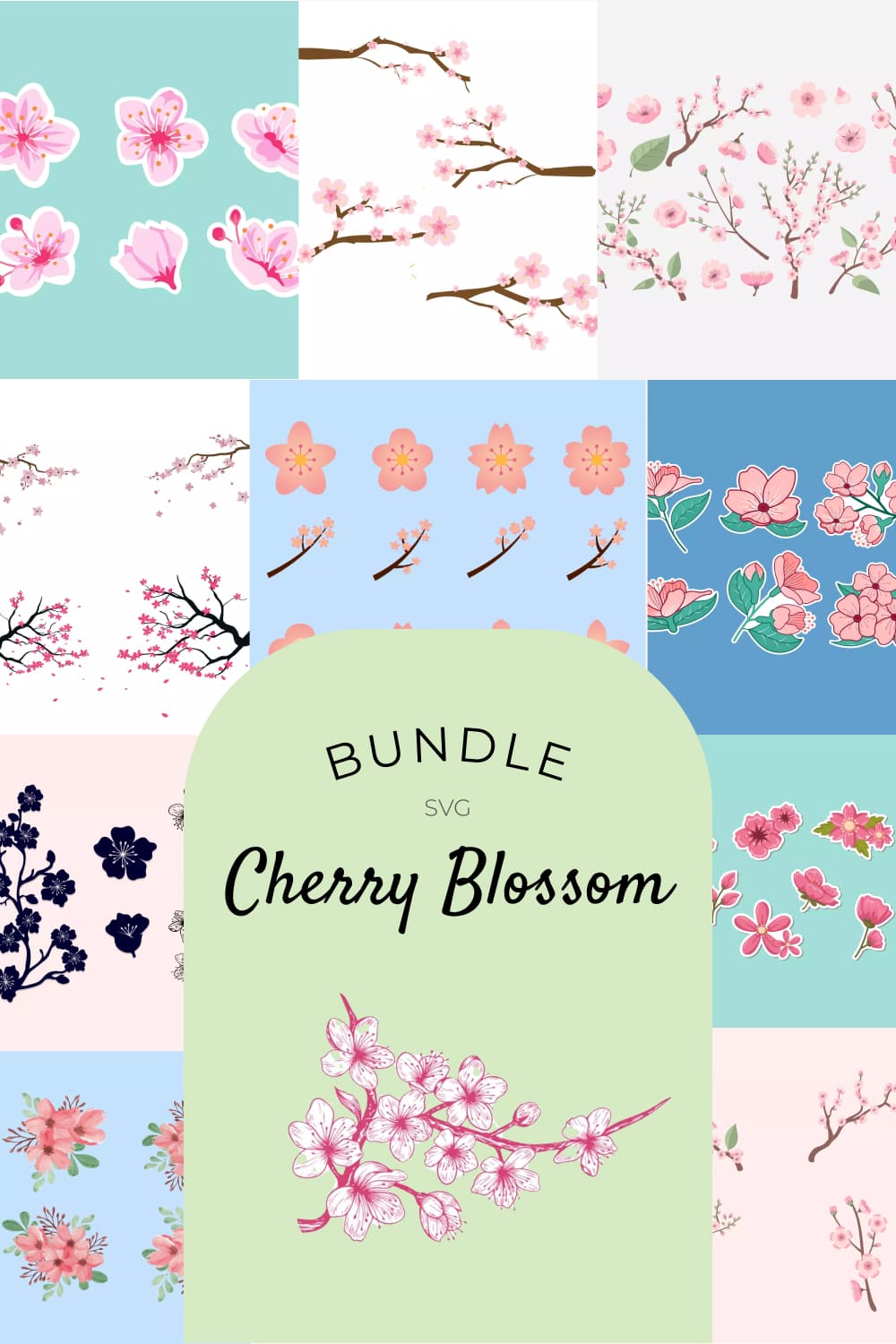 Cherry blossom SVG bundle for Pinterest.