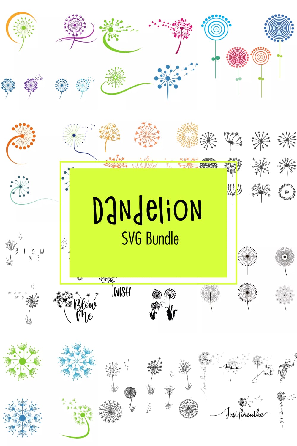 Dandelion svg bundle, picture for Pinterest.