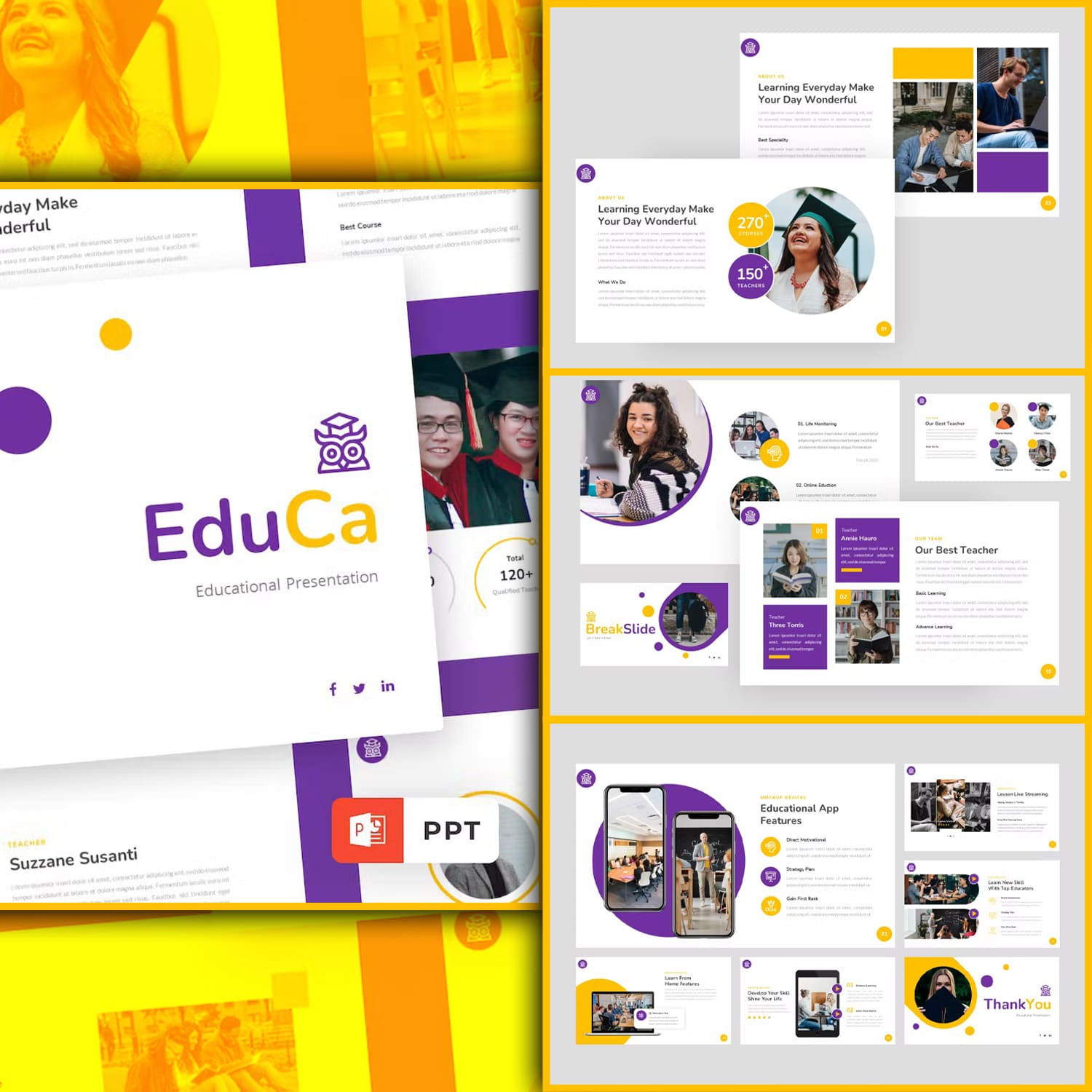 Second picture 1500x1500, Education university powerpoint template educa.
