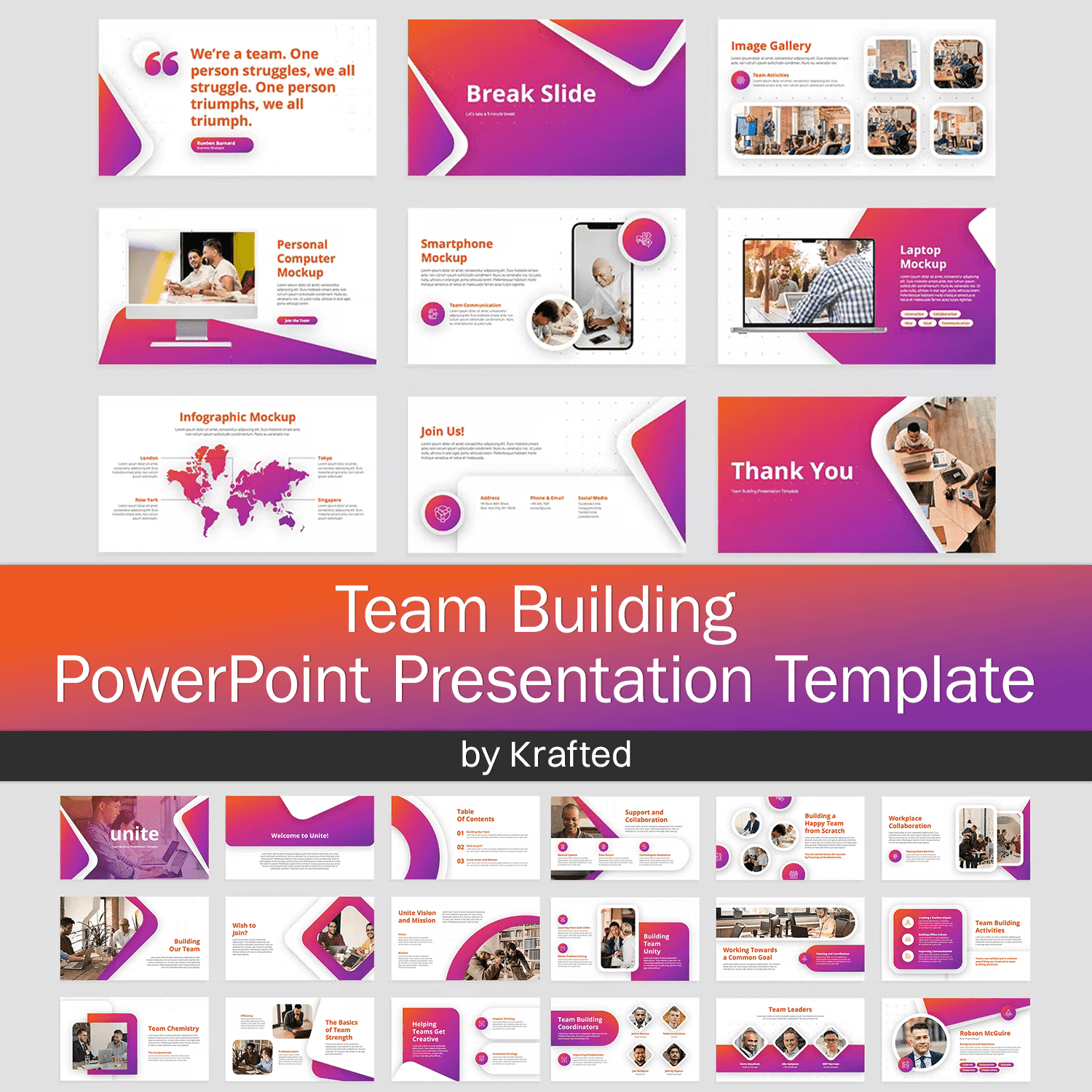 27 slides Team building powerpoint presentation template, second picture 1500x1500.