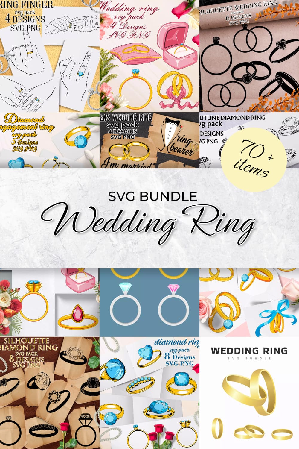 Wedding Ring SVG Bundle, picture for Pinterest.