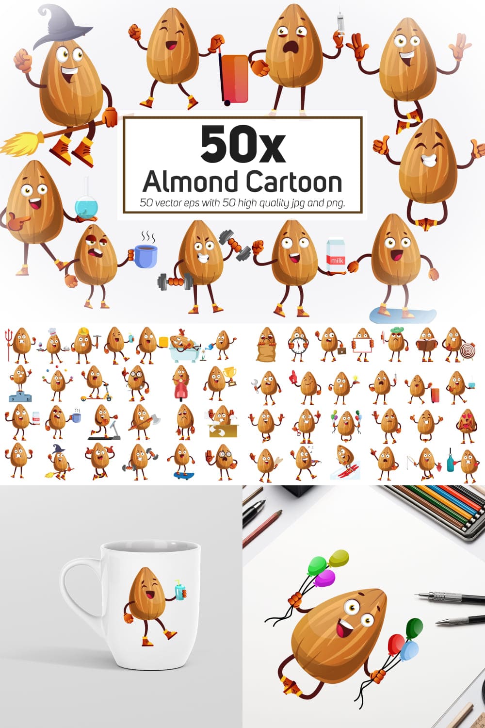 High-quality drawings of live almond grains.