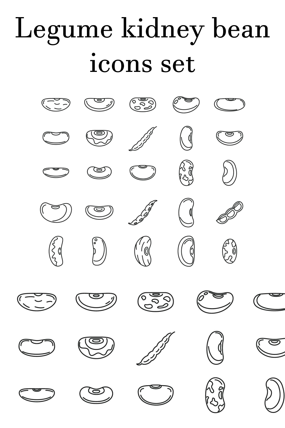 Images legume kidney bean icons set images of pinterest.