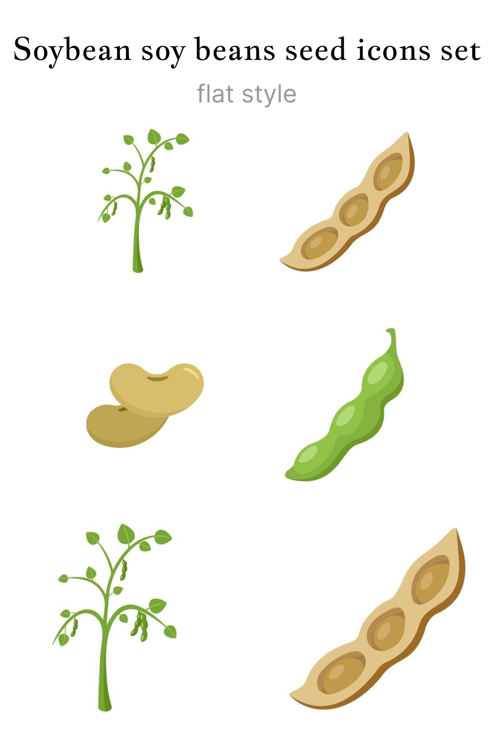 Soybean soy beans seed icons set images of pinterest.