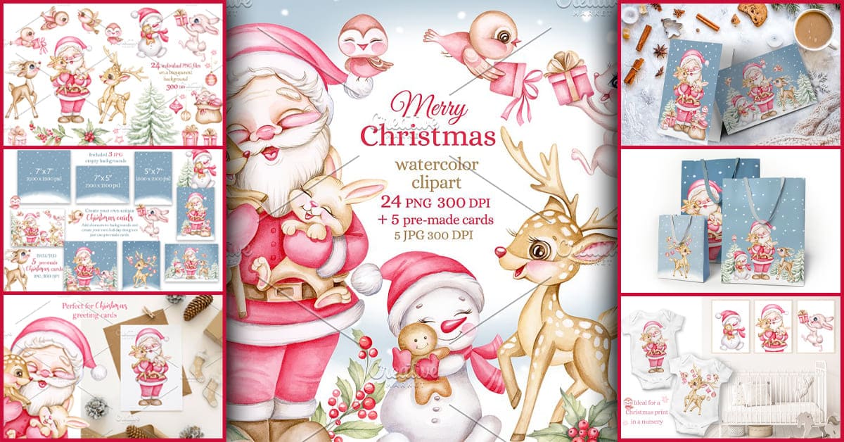 Cute Santa Clause Christmas Clipart – MasterBundles