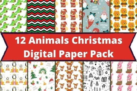 Christmas crocodiles, gnomes and other animals in Christmas patterns.