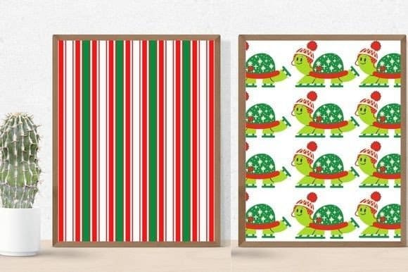 Pattern in Christmas stripes in white, red, green colors.