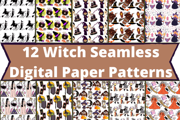Incredibly beautiful witches are depicted on 12 patterns.