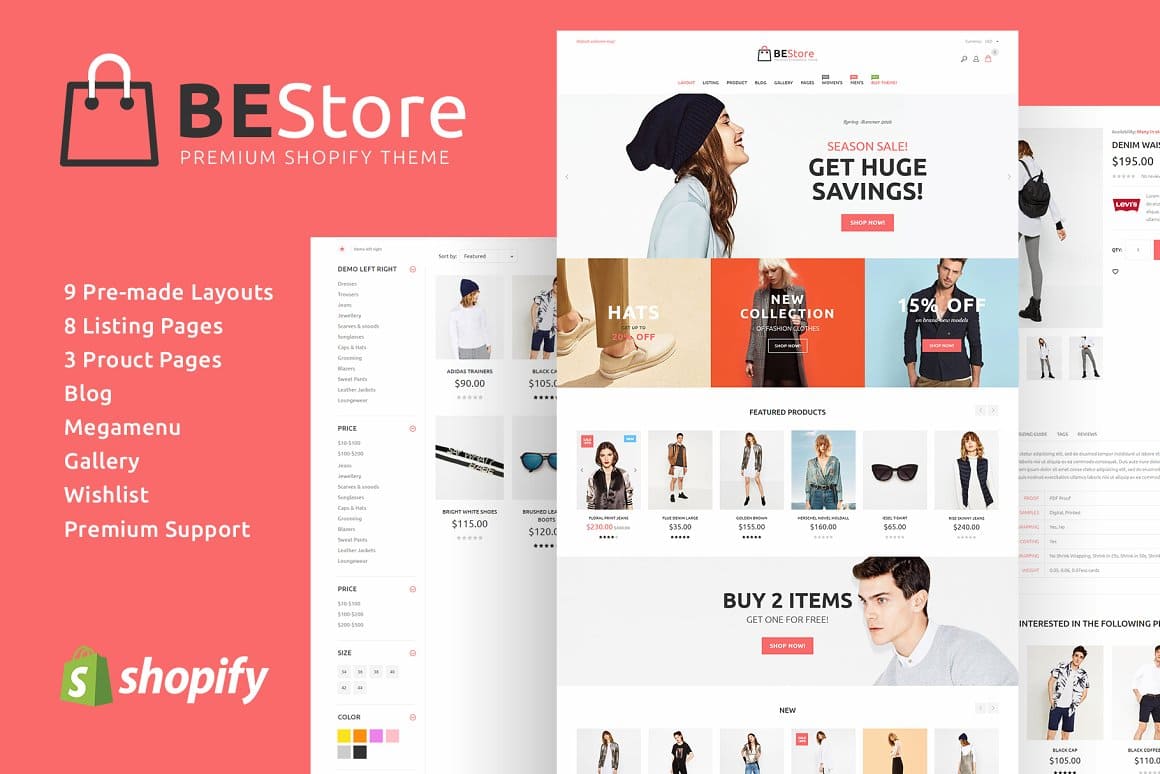 BEStore - Premium shopify theme on pink fone.