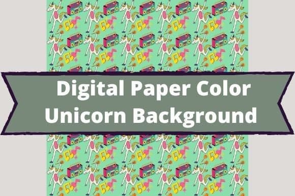 Paper pattern with unicorns and the image of musical notes.