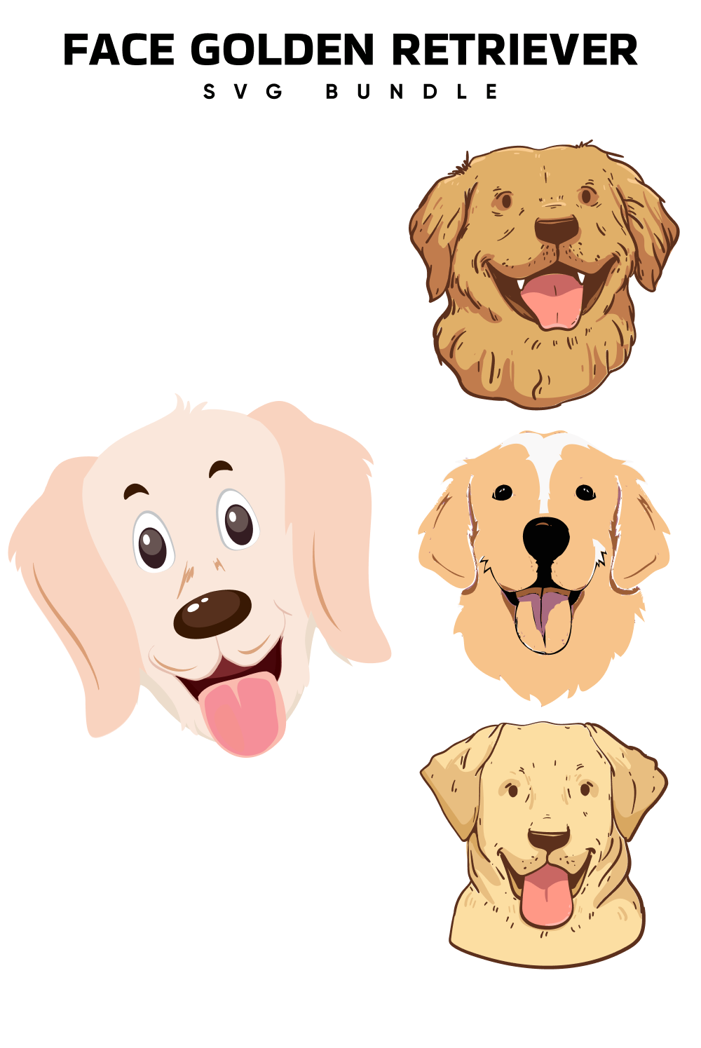 Dog's face is shown in four different colors.