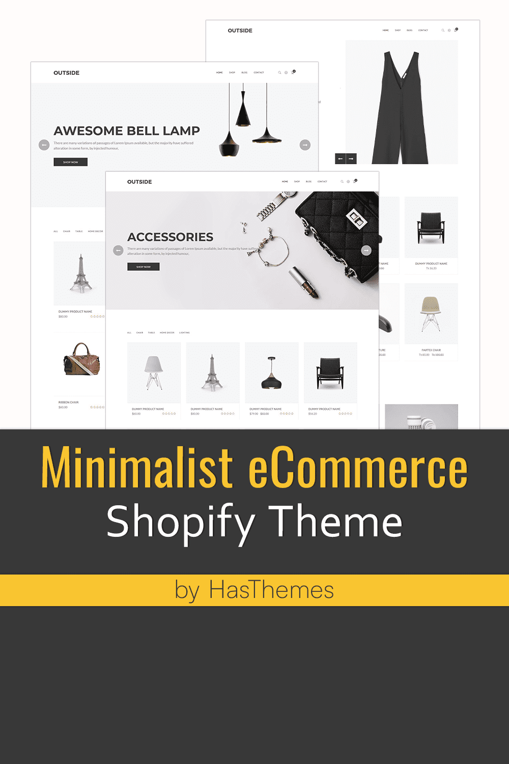 Minimalist ecommerce shopify theme, picture for Pinterest.