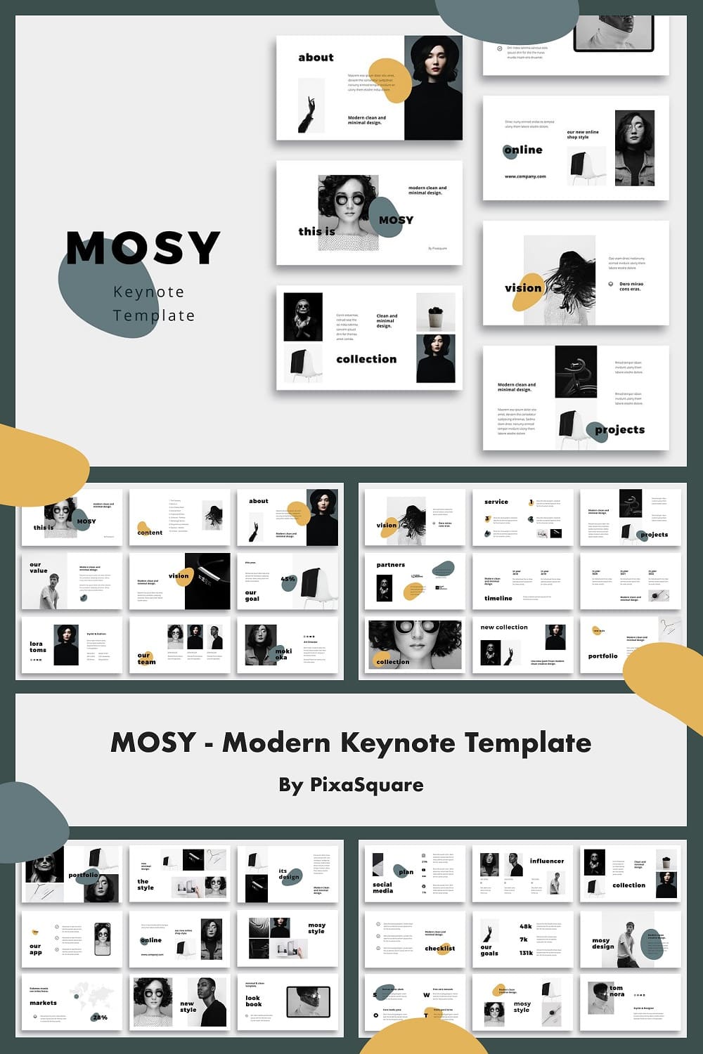 Mosy modern template for keynote, 7 slides.