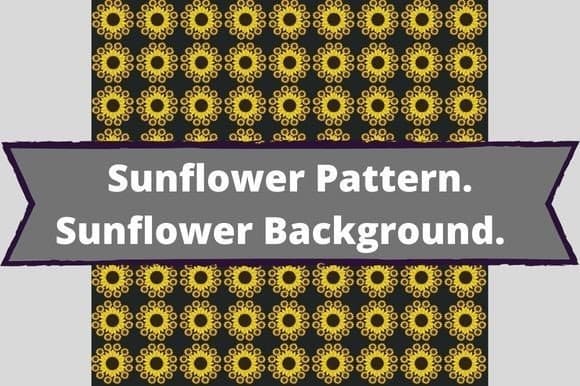 Background graphics - yellow sunflower patterns on black with a title.