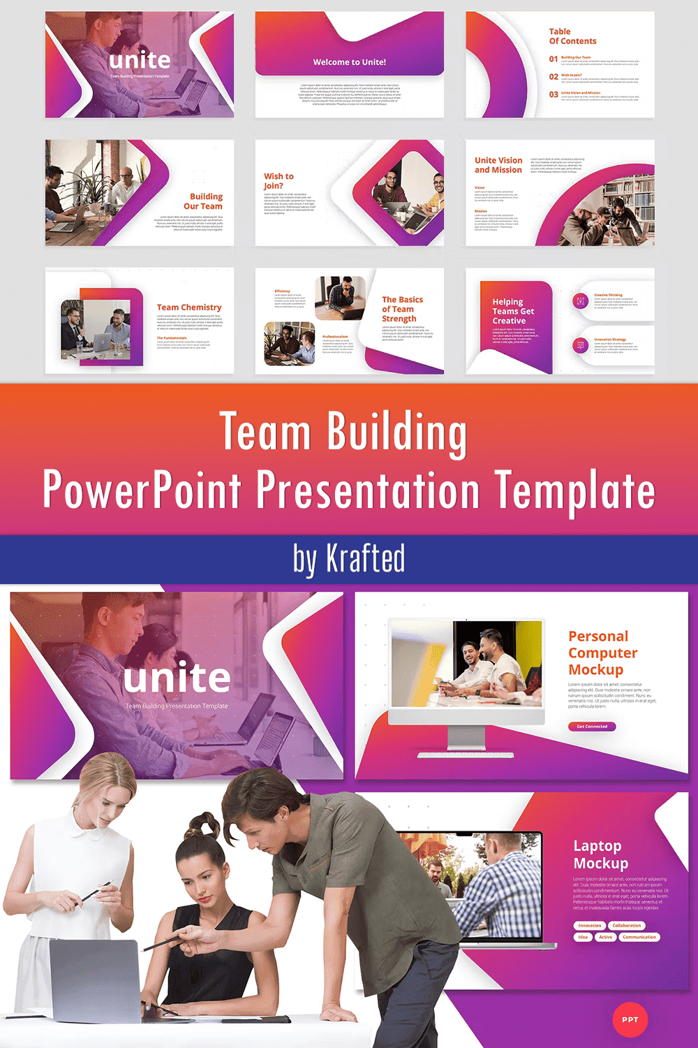 Team building powerpoint presentation template, picture for Pinterest.