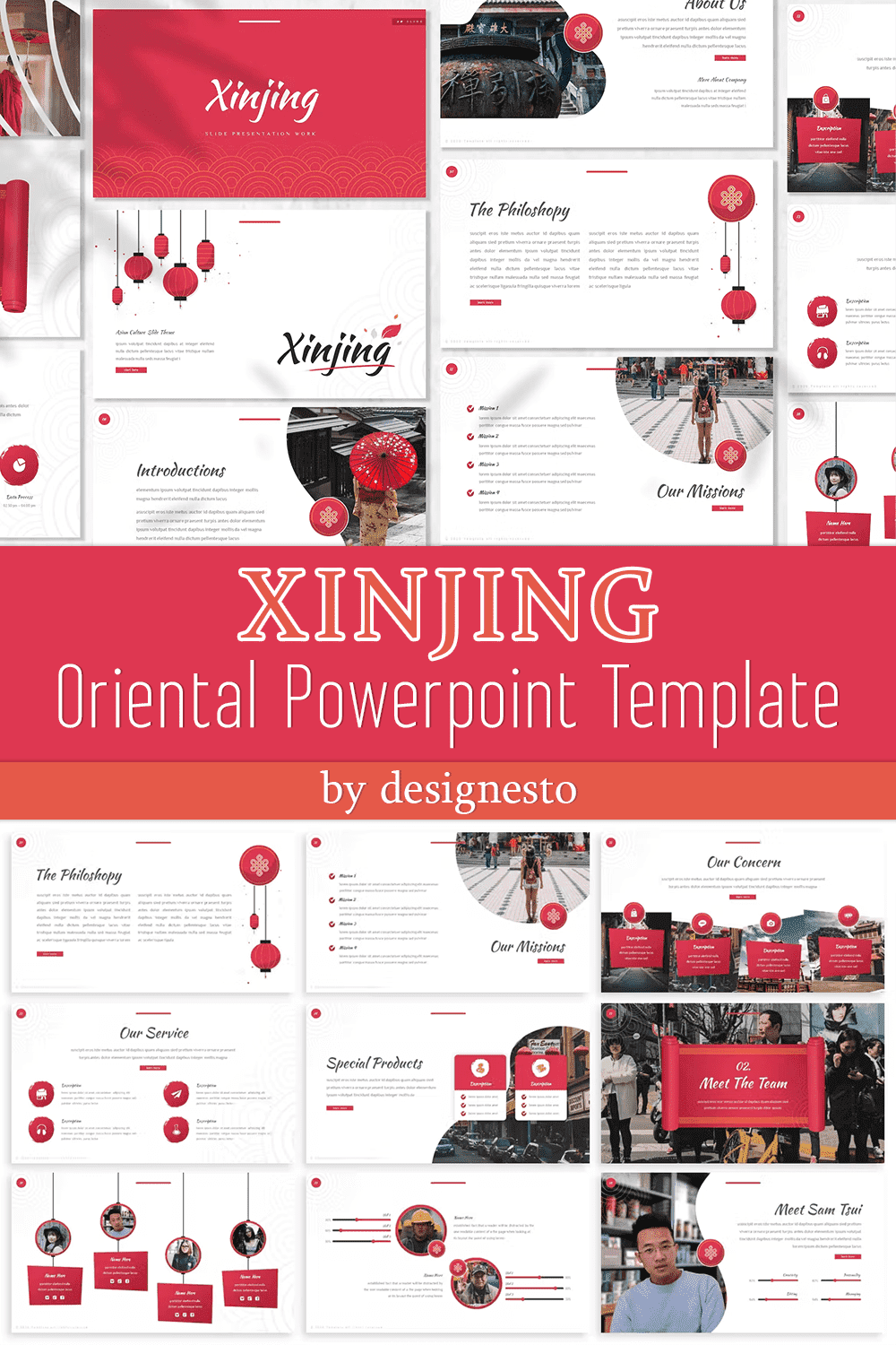 Xinjing oriental powerpoint template, picture for Pinterest.
