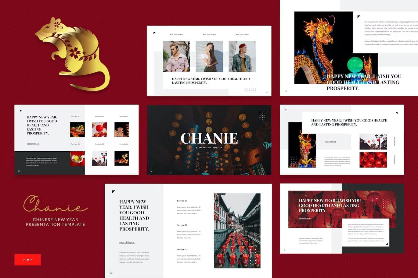18 slides of the template Chanie - Chinese new year.