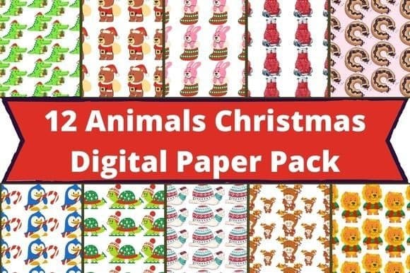 12 Christmas patterns with exotic and domestic animals.