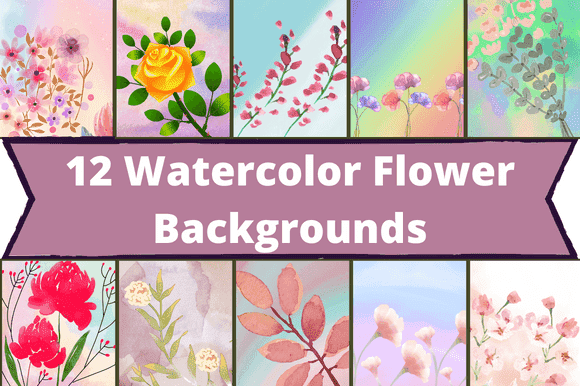 12 backgrounds with the image of small and large flowers.