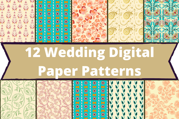 Floral wedding patterns in delicate tones.