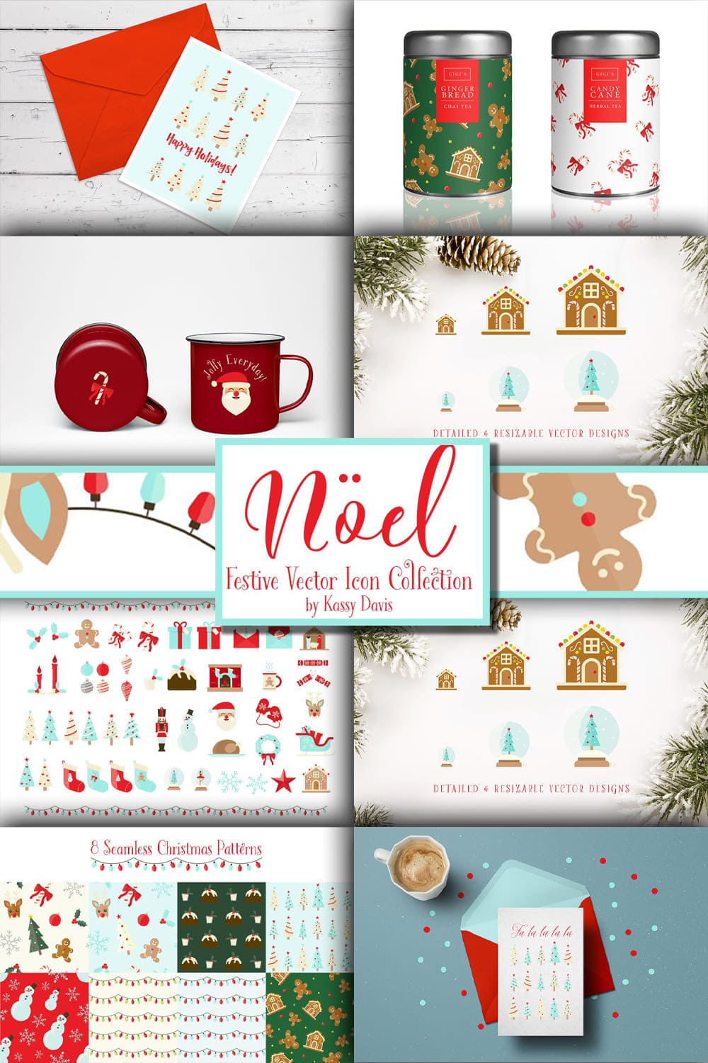 Noel holiday icon collection, picture for Pinterest 1000x1500.