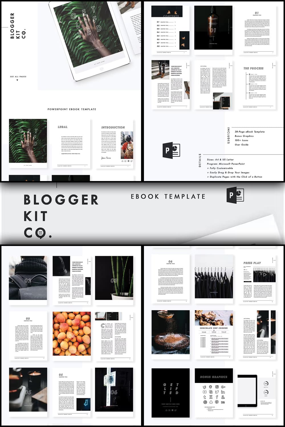 Ebook template 28 pages powerpoint, picture for pinterest 1000x1500.