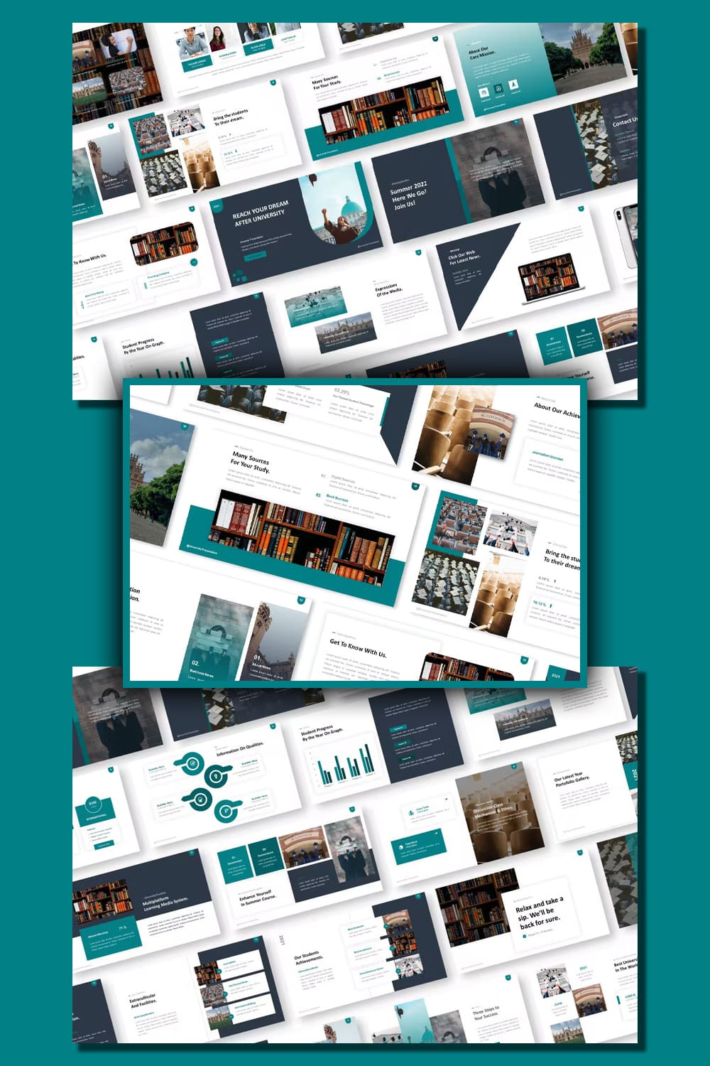 University powerpoint presentation template, picture for pinterest 1000x1500.