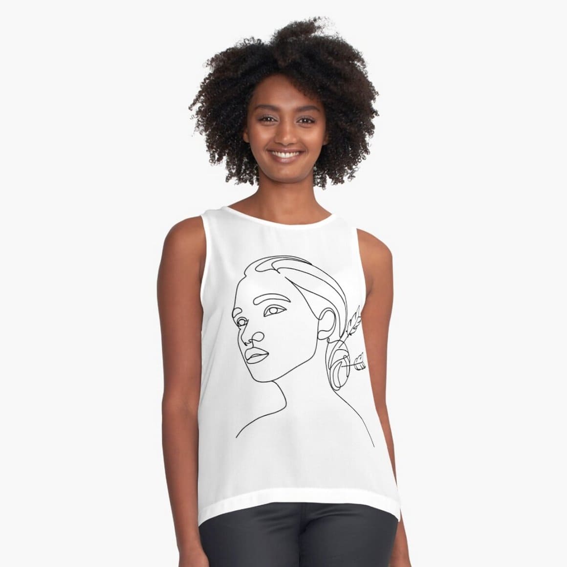 White T-shirt on a colored young lady with a zodiac horoscope.