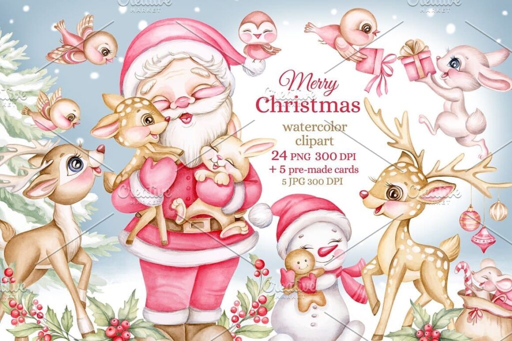 Cute Santa Clause Christmas Clipart – MasterBundles