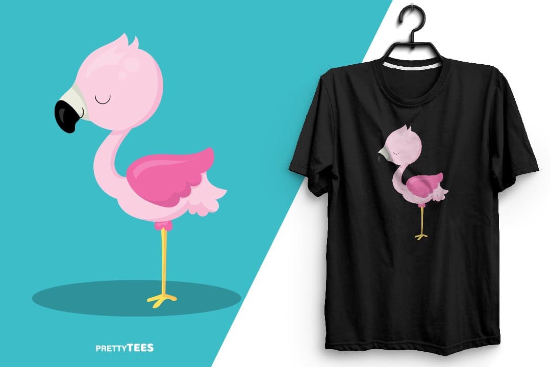 Flamingo t-shirt design flamingo sublimation t-shirt, picture with turquoise and white background.