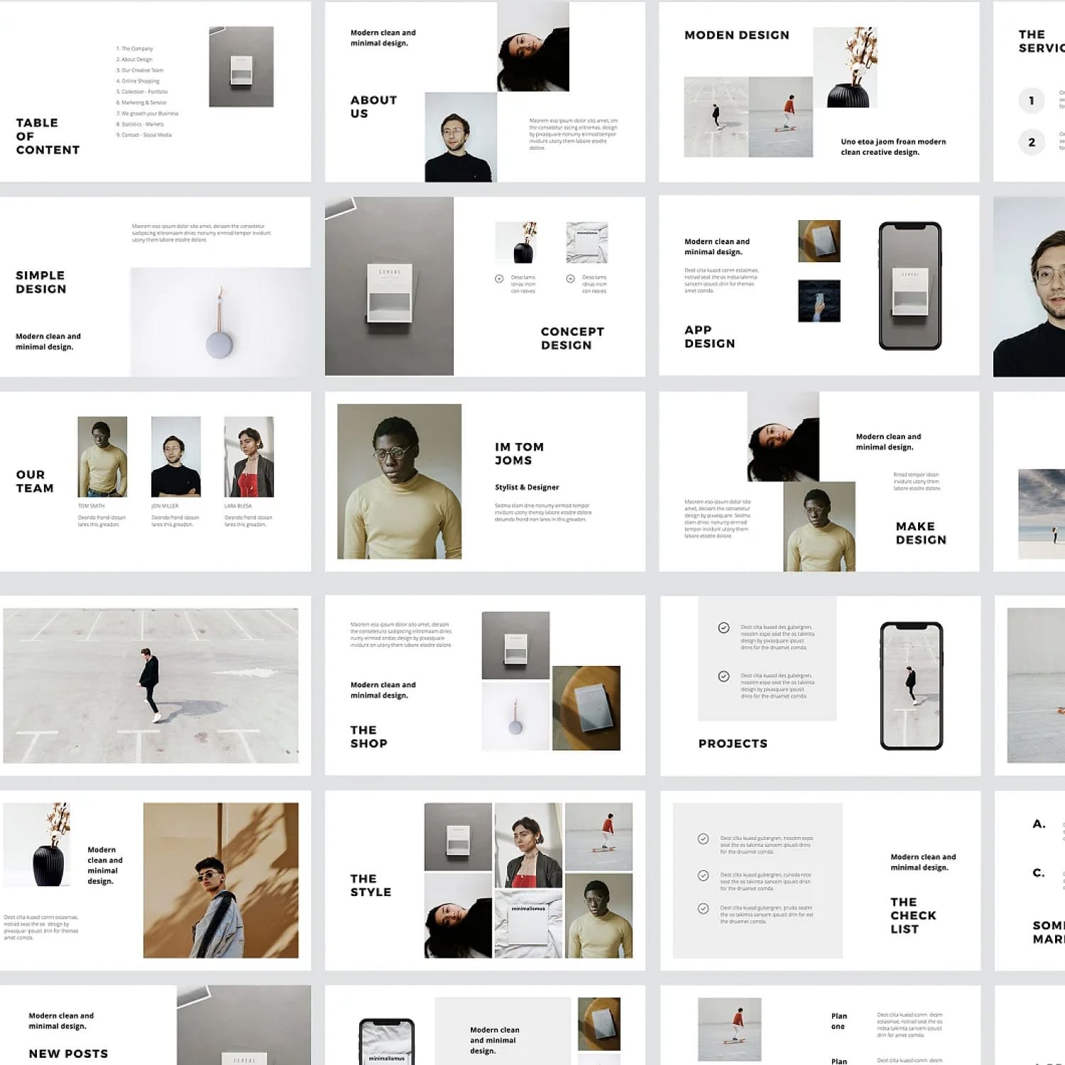 Four columns of 24 slides of the Moden keynote template.