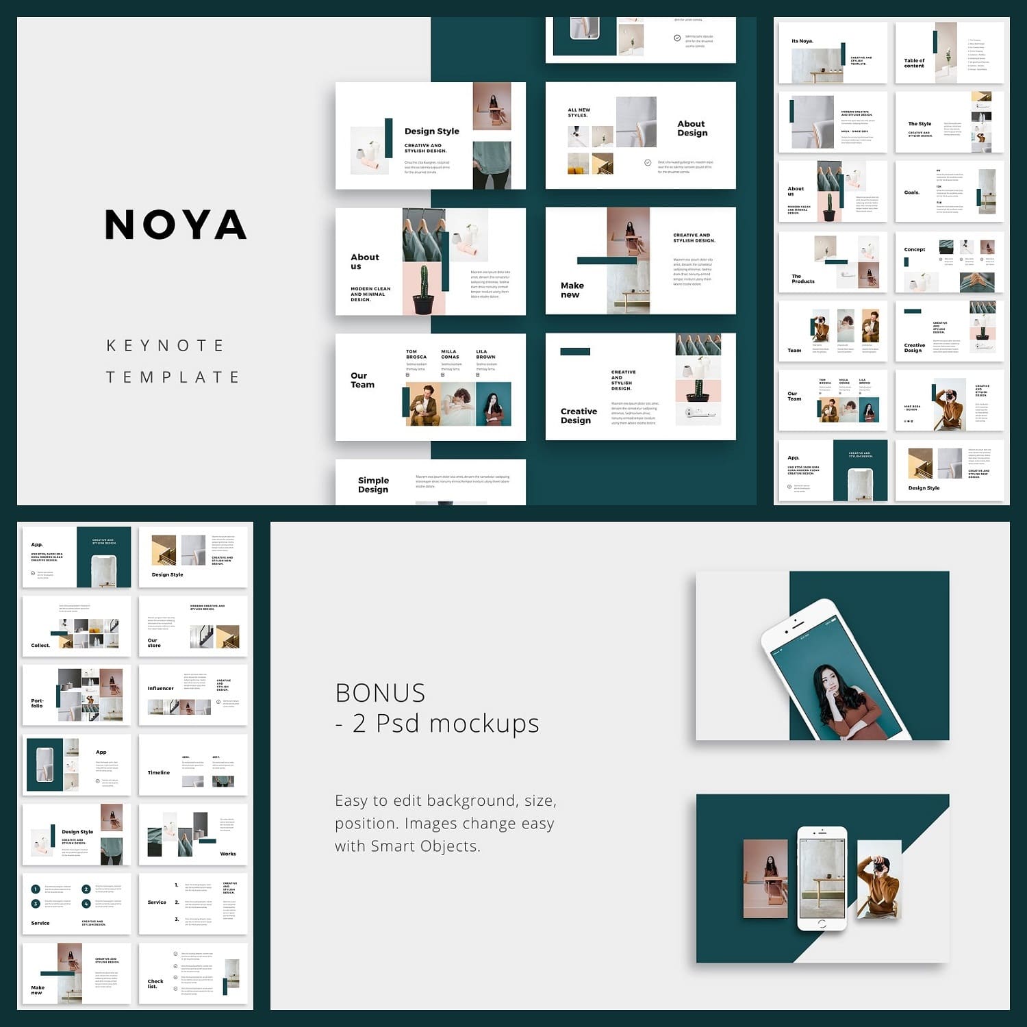 Noya - Keynote template, bonus 2 psd mockup.