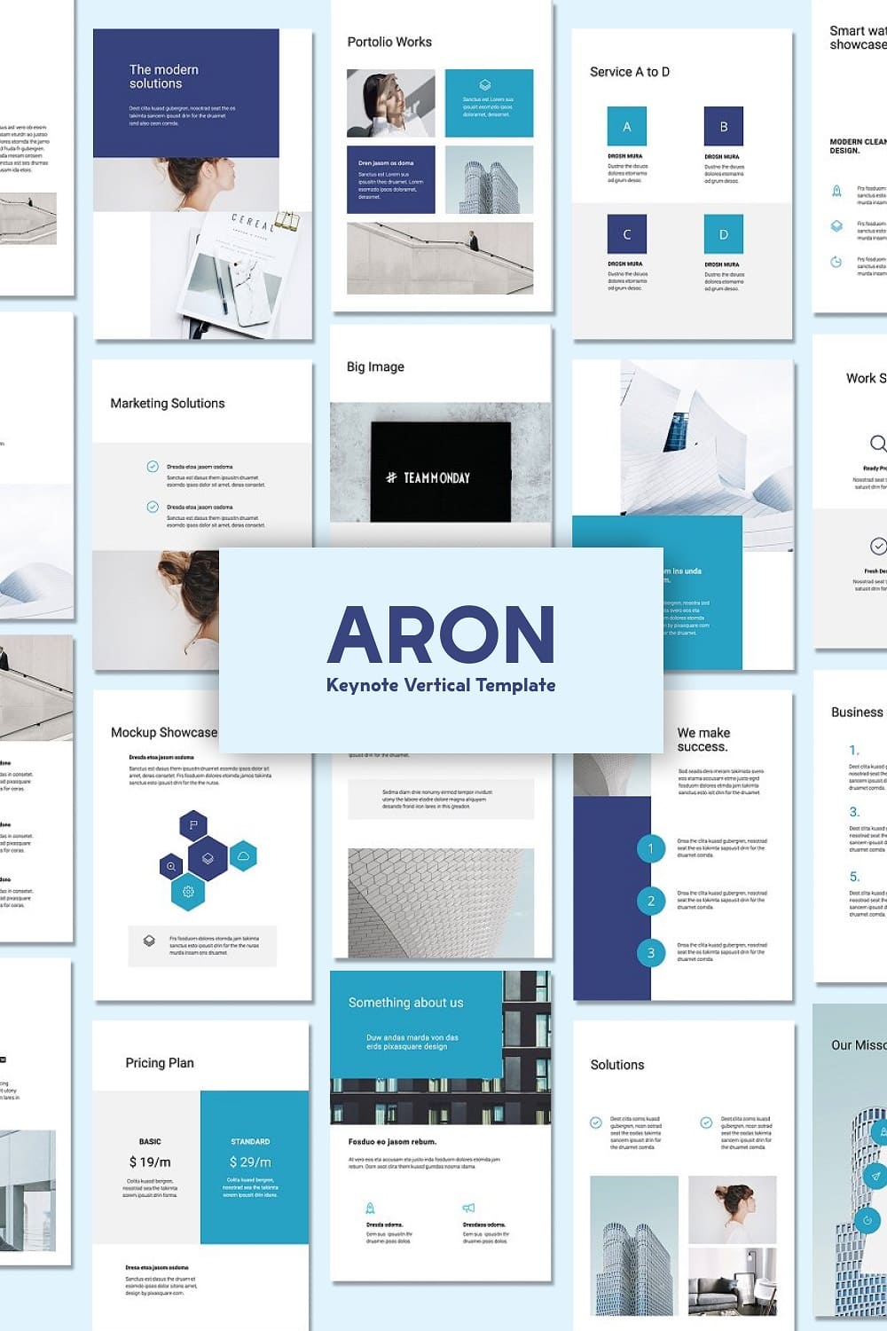 Aron vertical keynote template picture for Pinterest.