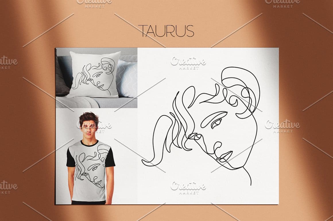 Taurus drawing on a white sheet, zodiac horoscope.