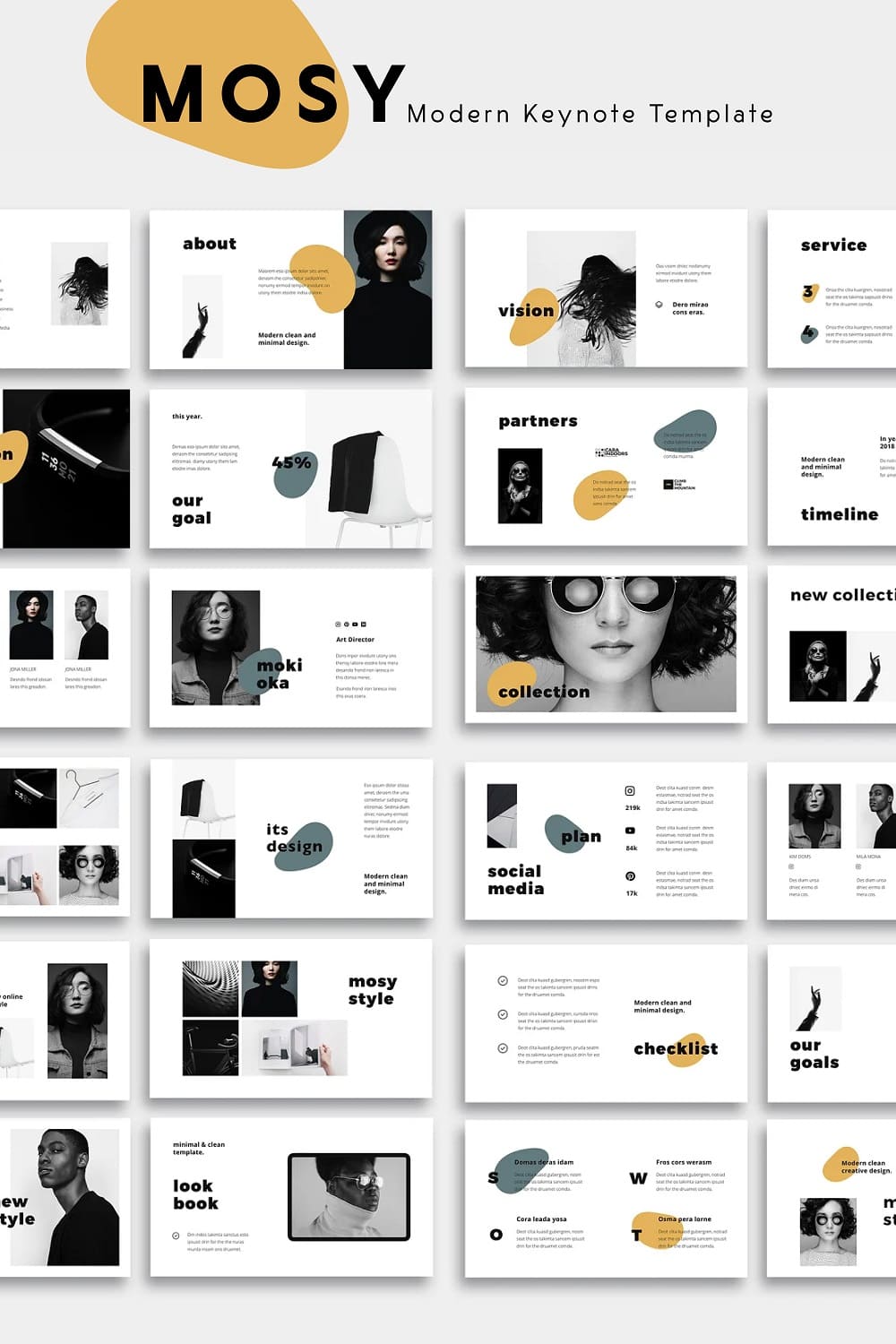 24 slides - Mosy modern keynote template, vertical picture.