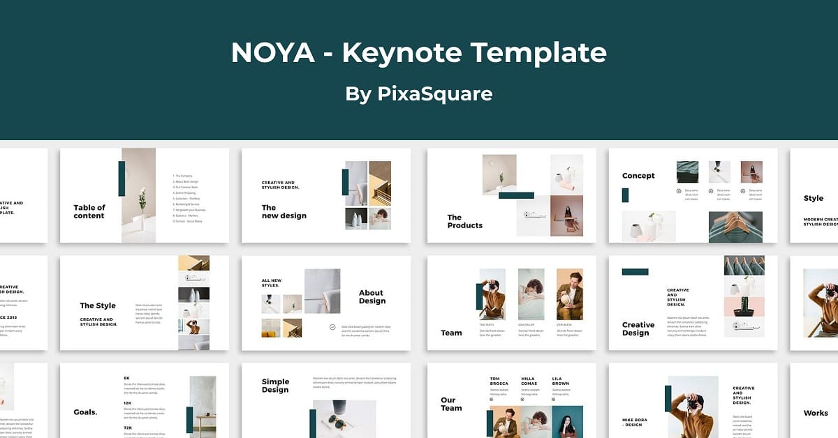 Noya - Keynote template, 18 slides and title.