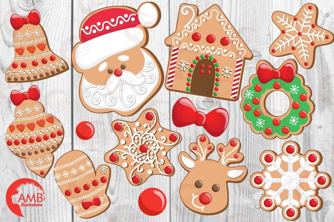 10 Christmas gingerbread on gray boards.