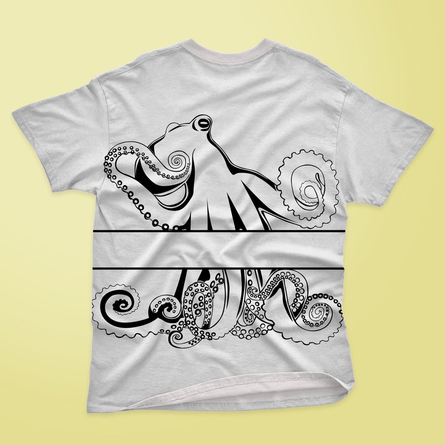 T-shirt with white tentacled Monogram Octopus.