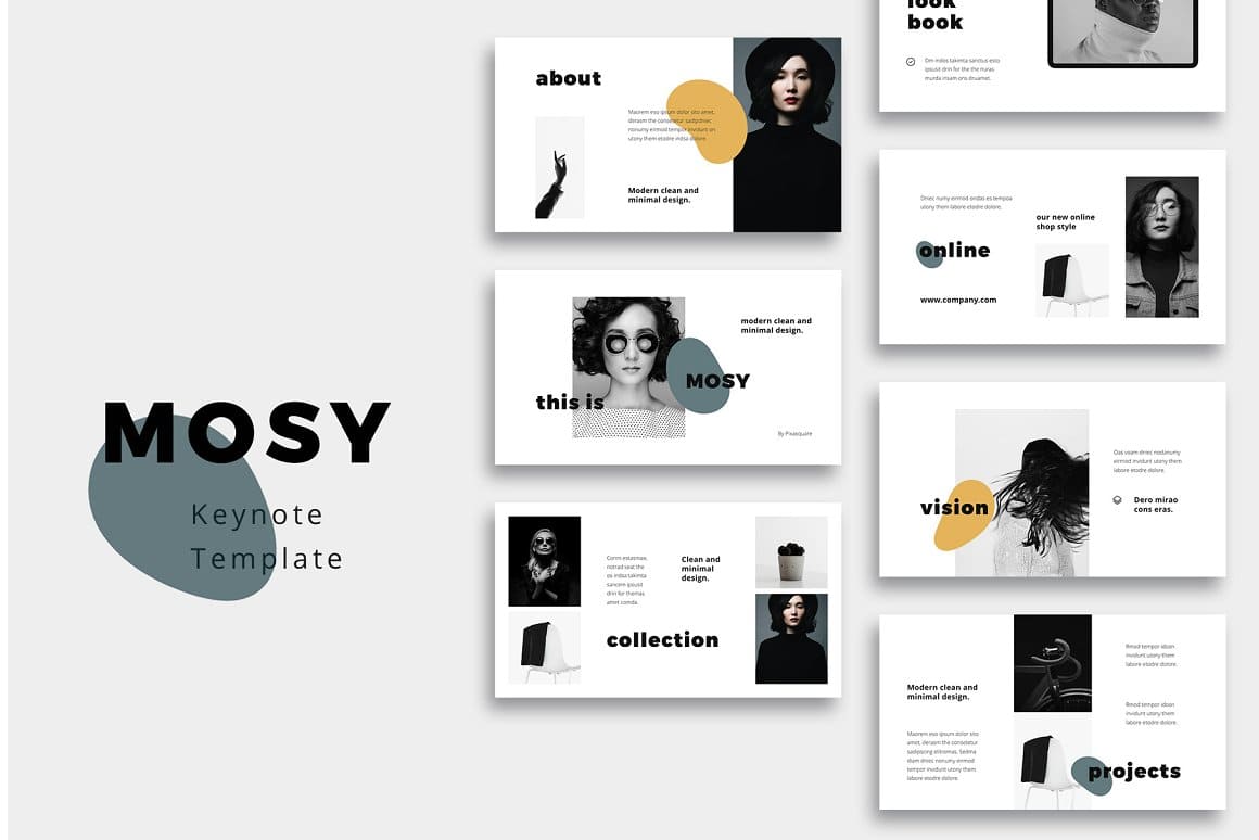7 slides - Mosy modern keynote template, main picture.