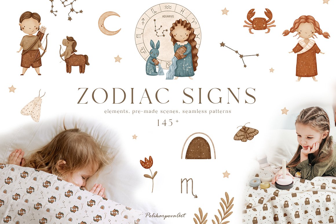 Zodiacs with images of children.