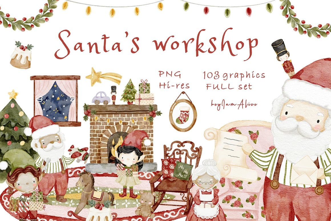 103 graphics of Santa's workshop.