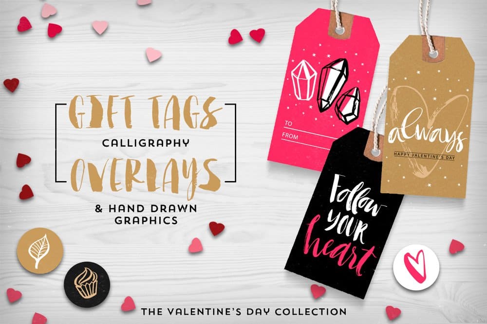 Valentine's day gift tags & overlays.