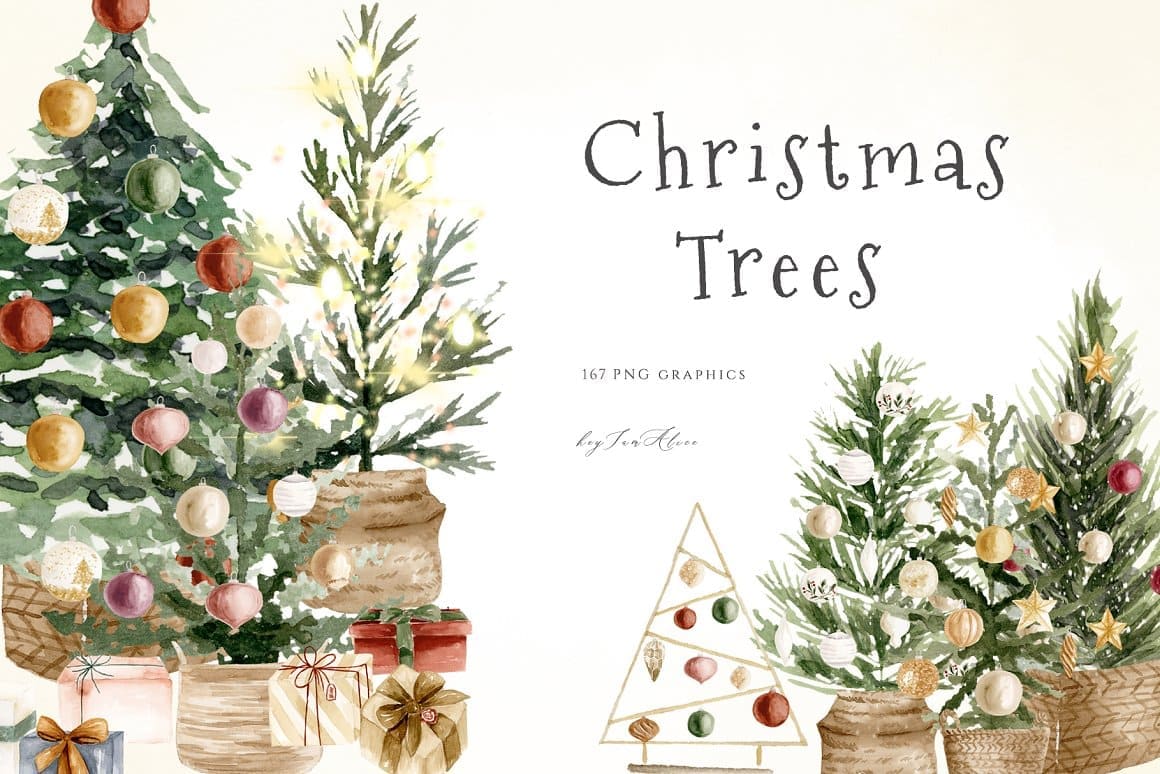 167 PNG graphics of Christmas trees.