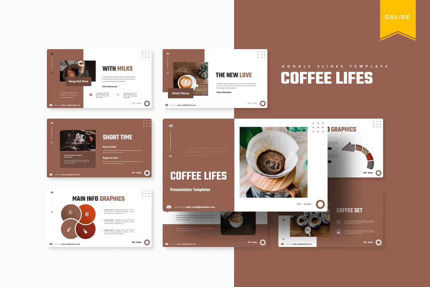 Information about ice coffee on the presentation templates.