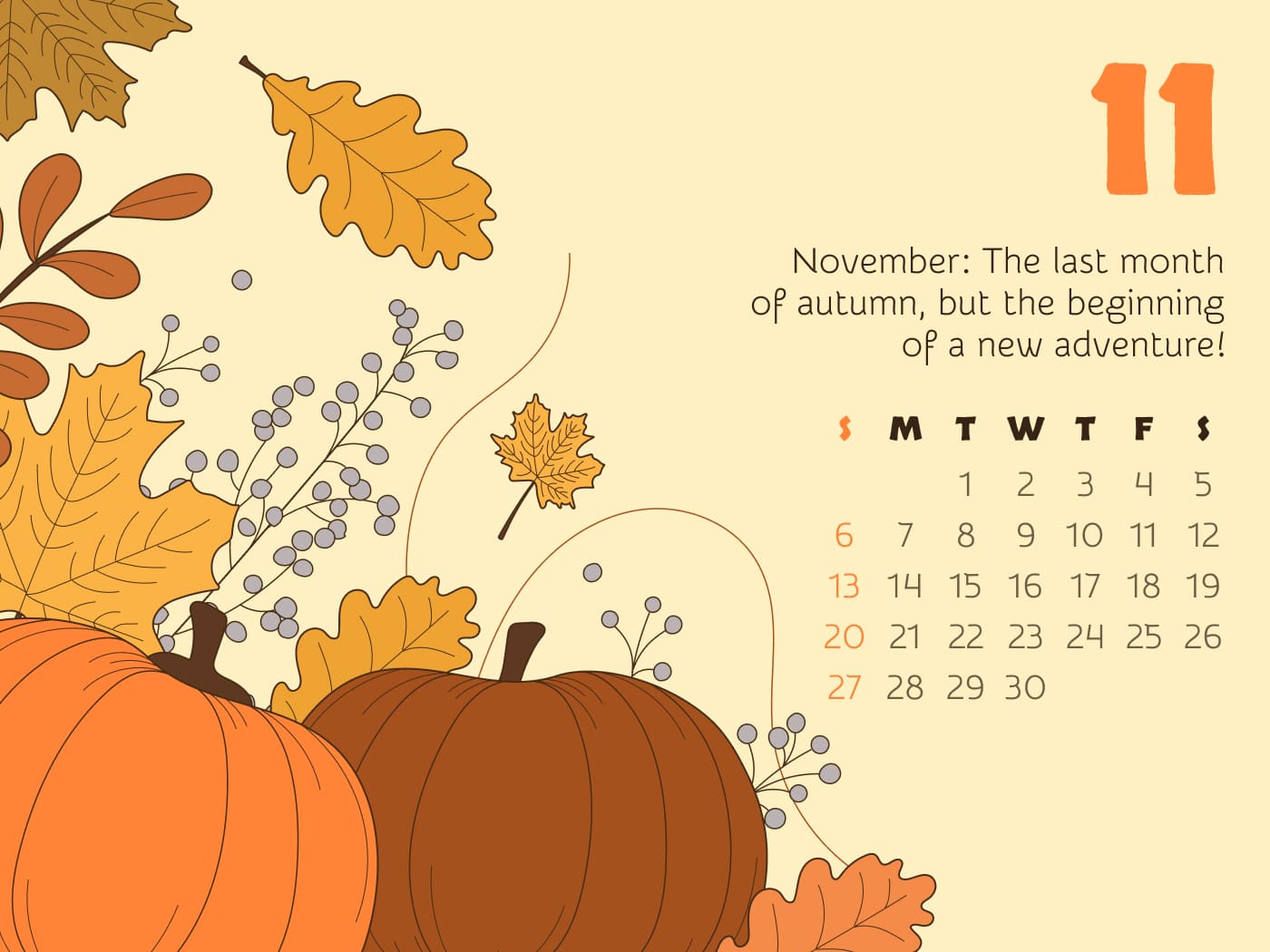 Calendar November in the picture size 1400x1050.