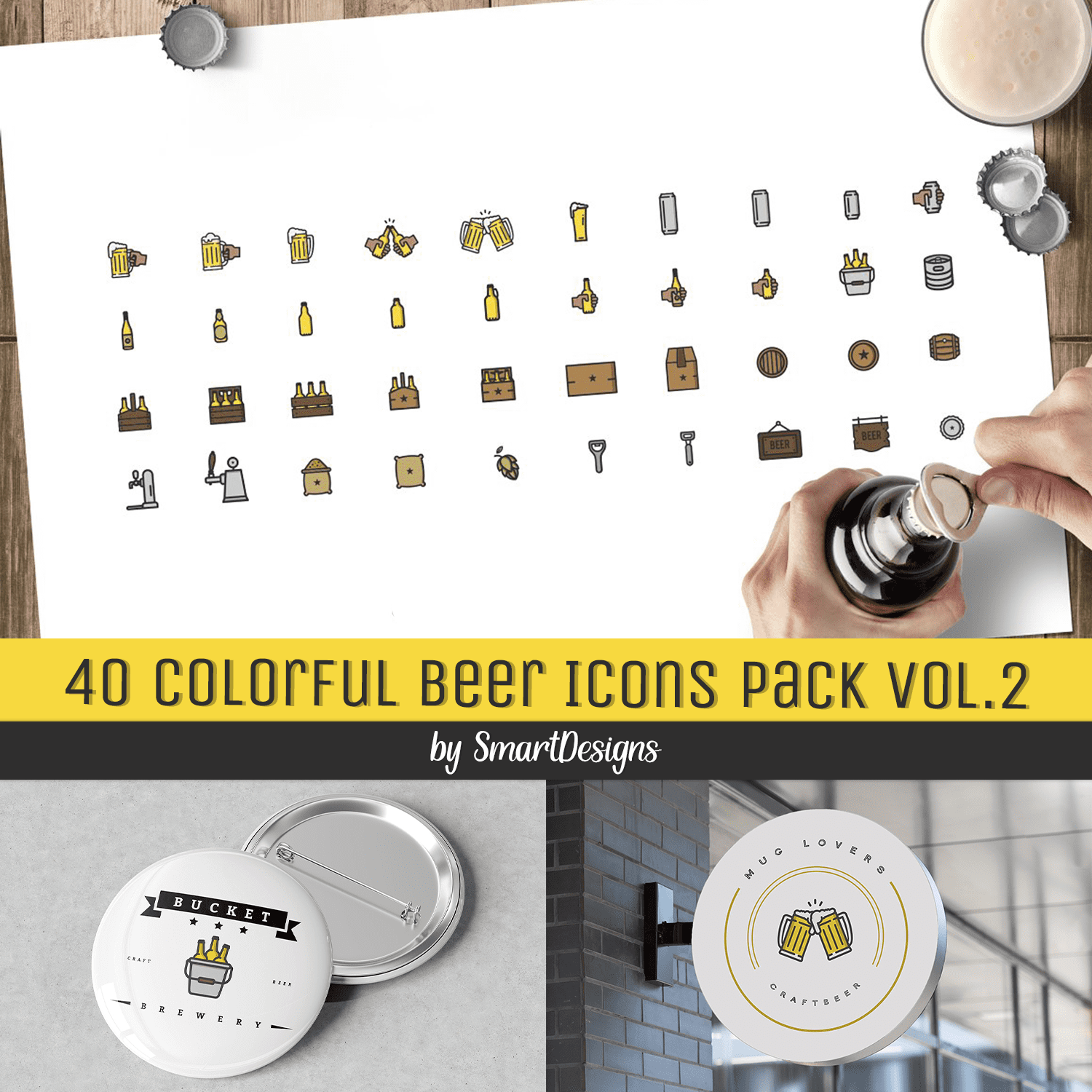 Images with colorful beer icons pack vol.2.
